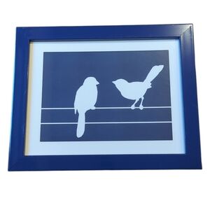 New Framed Birds On A Wire Wall Hanging, Room Essentials, Blue & White Art